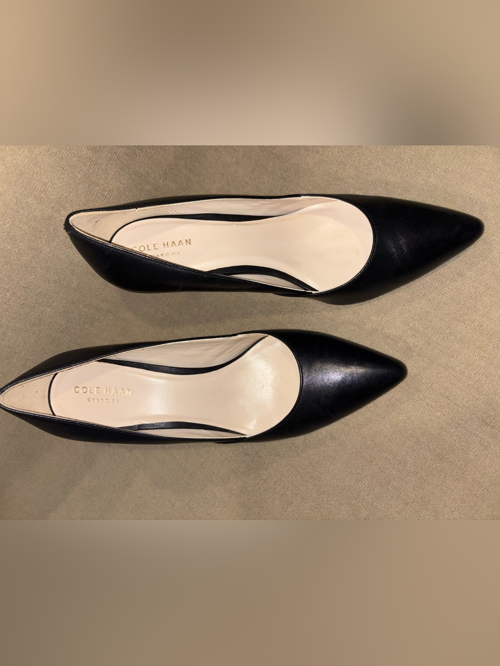 Cole Haan Black Leather Pointed-Toe Stiletto Pumps - Picture 2 of 8